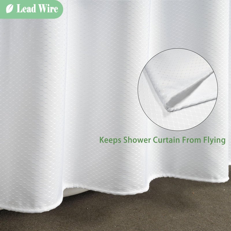 UFRIDAY Waffle Weave Fabric Shower Curtain with Mesh Window, Heavy Duty Decorative Bathroom Curtain with White Pique Pattern, Spa-Like Hotel Luxury, Water-Repellent,54x 78Inches - Image 4